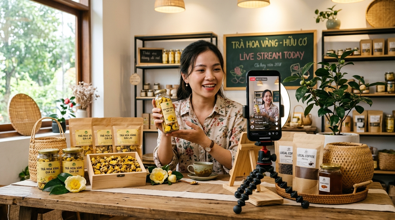 Khóa đào tạo kỹ năng bán hàng qua sàn số và livestream OCOP Trà hoa vàng